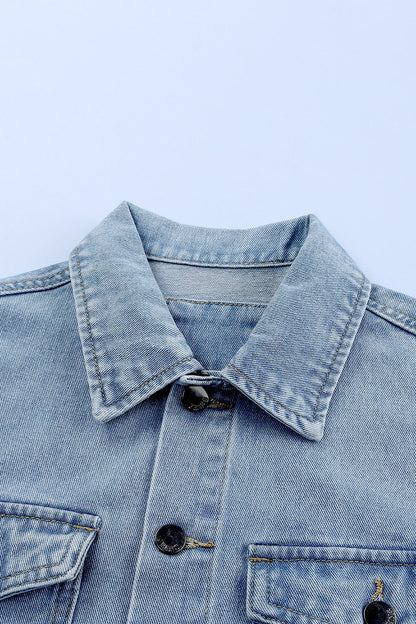 Button Down Collared Denim Jacket-Angel Casuals