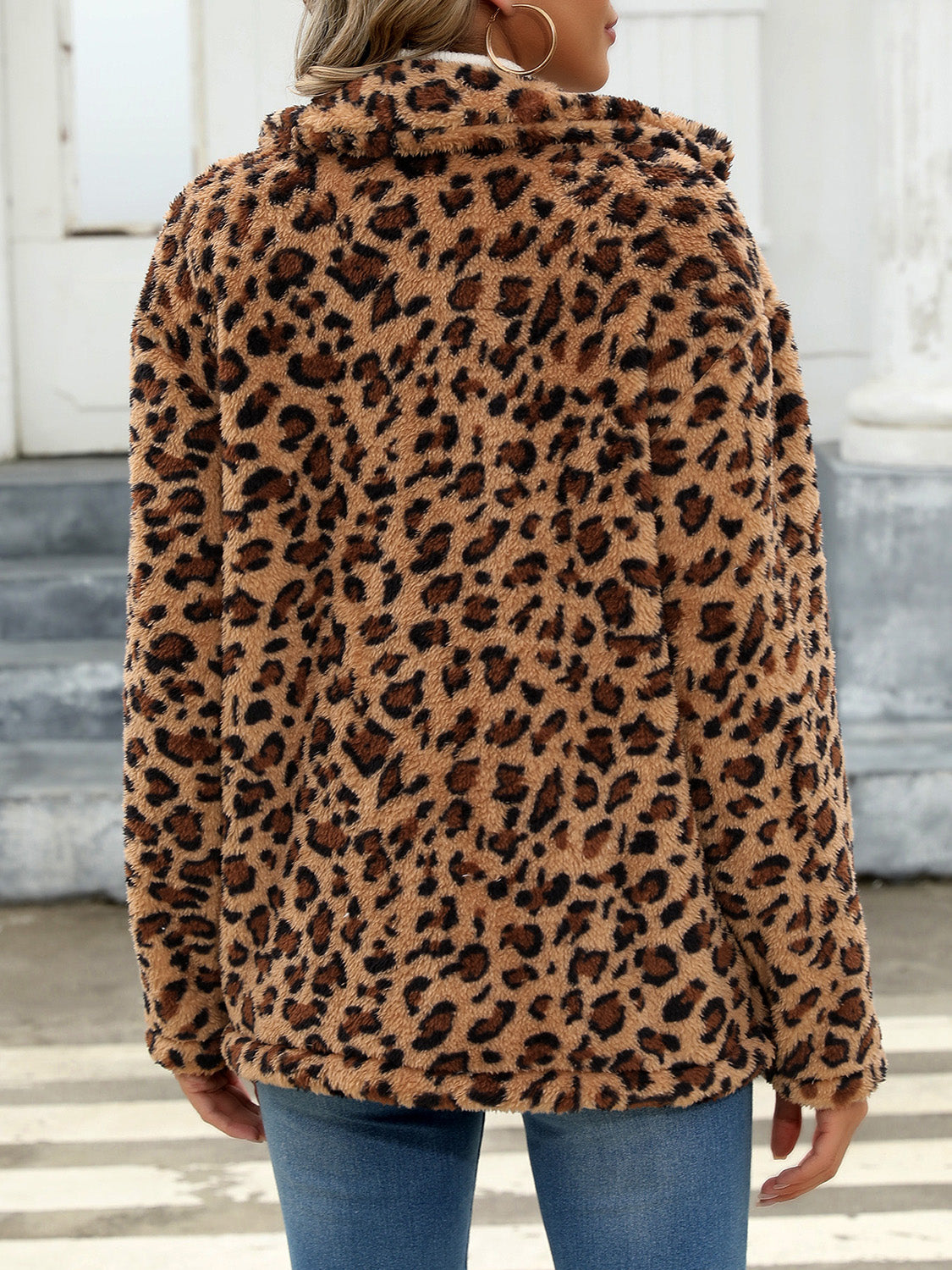 Button Up Drop Shoulder Fuzzy Jacket-Angel Casuals