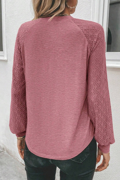 Heathered Round Neck Long Sleeve T-Shirt-Angel Casuals