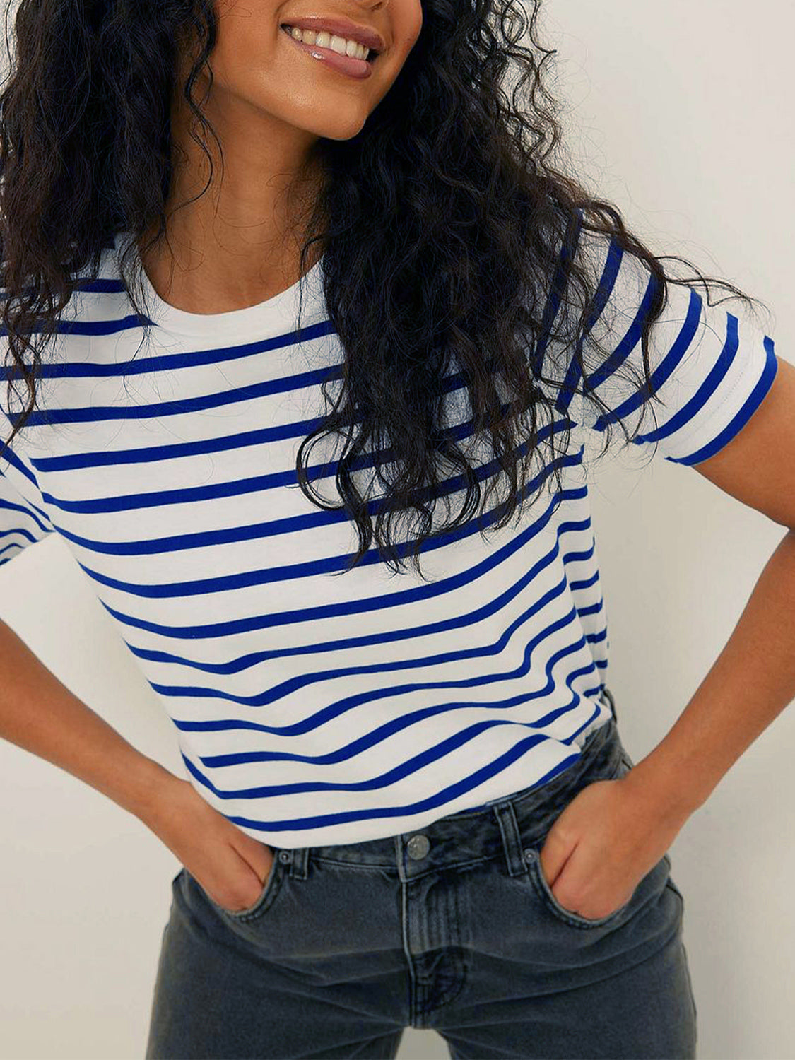 Striped Short Sleeve T-Shirt-Angel Casuals