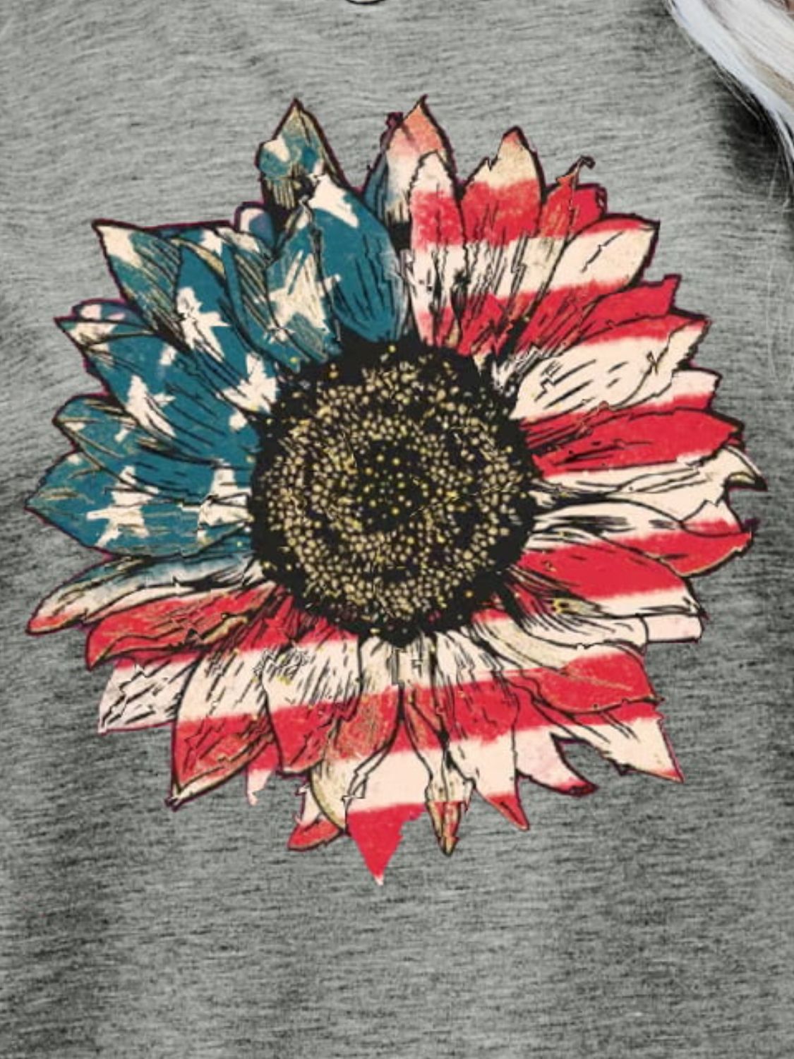 US Flag Flower Graphic Tee-Angel Casuals