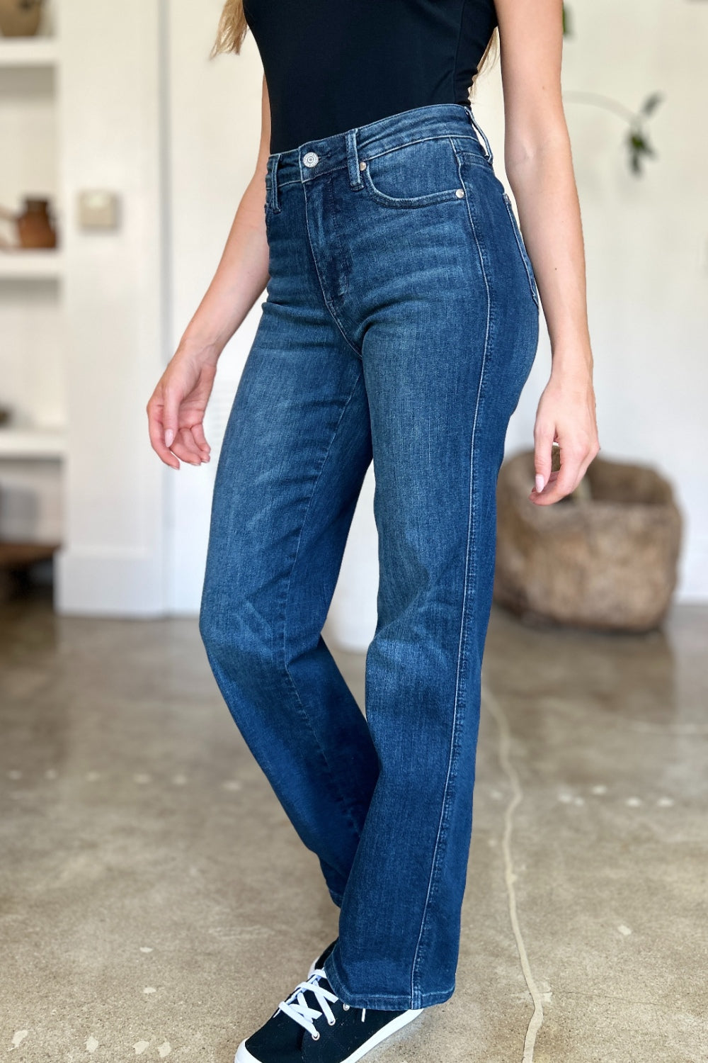 Judy Blue Full Size Tummy Control Straight Jeans-Angel Casuals