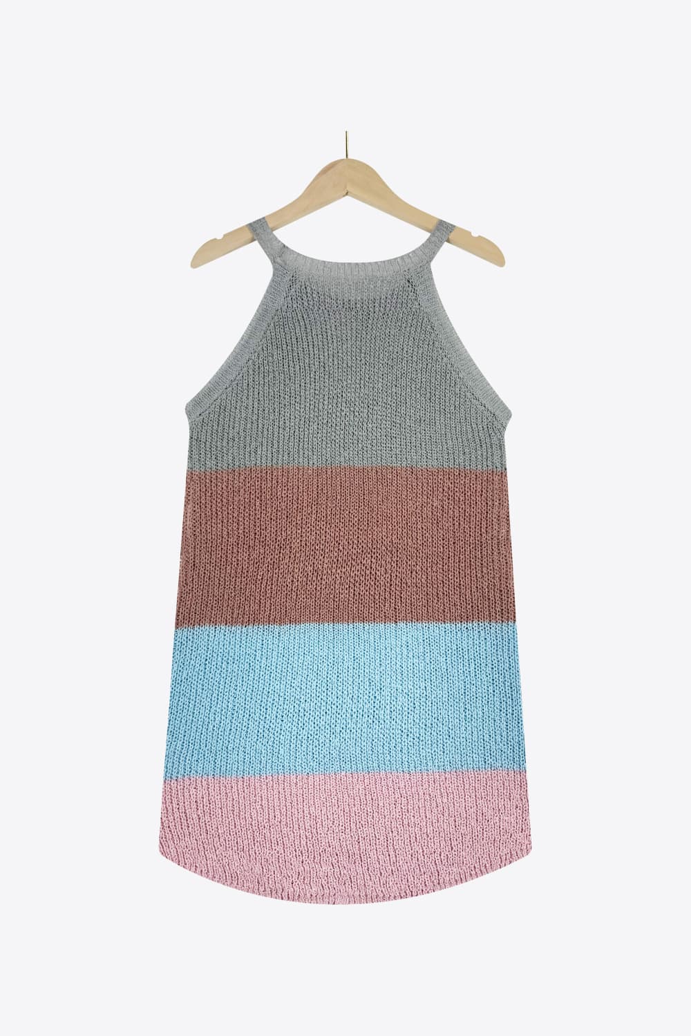 Color Block Round Neck Sleeveless Knit Top-Angel Casuals