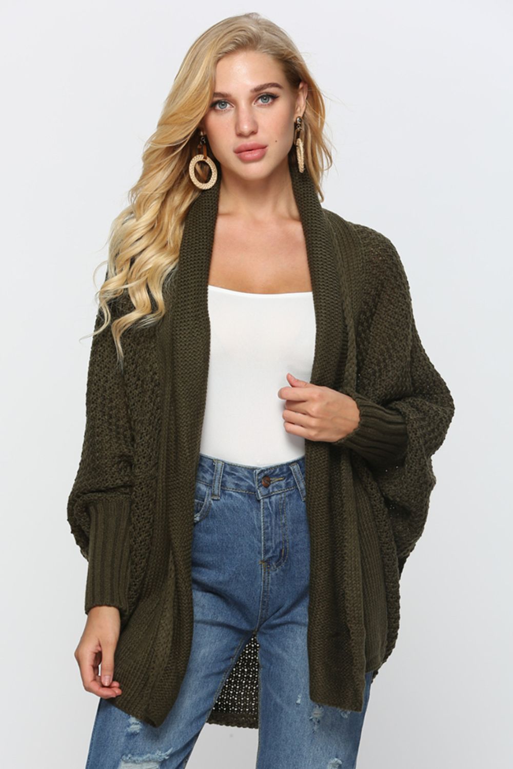 Open Front Dolman Sleeve Longline Cardigan-Angel Casuals