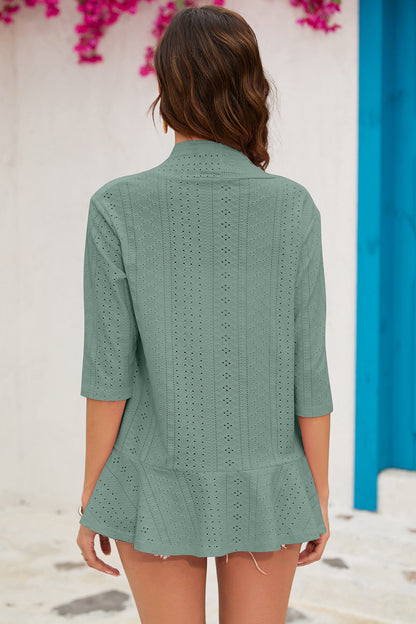 Eyelet Open Front Cardigan-Angel Casuals