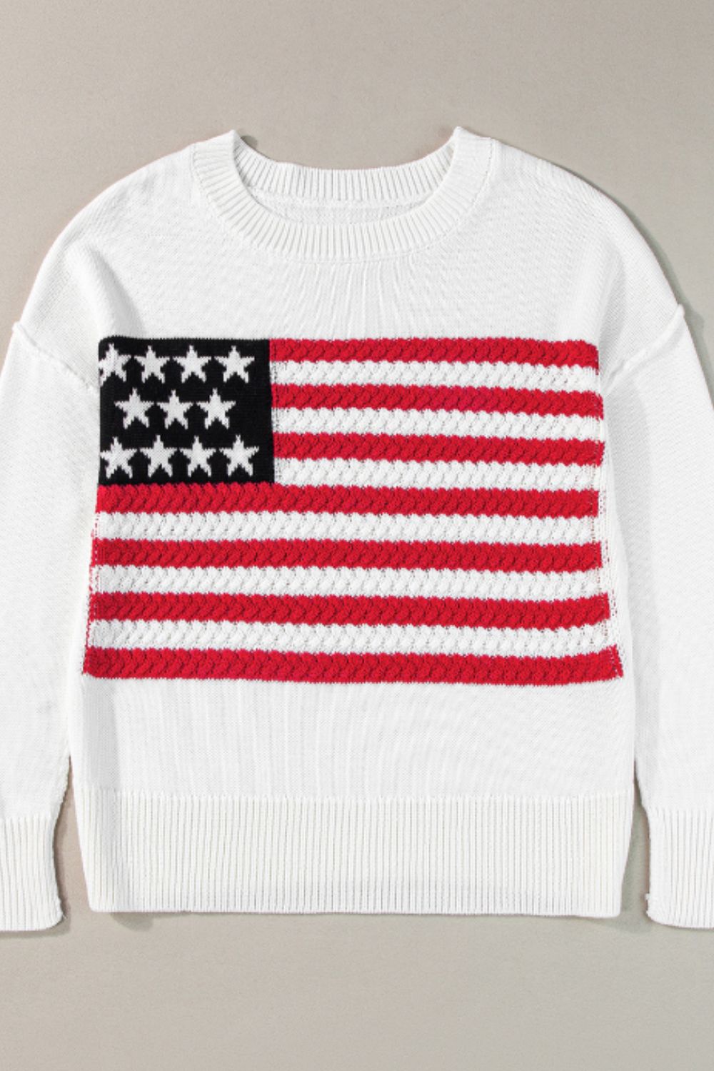 US Flag Side Slit Drop Shoulder Sweater-Angel Casuals