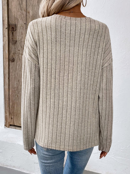 Round Neck Dropped Shoulder T-Shirt-Angel Casuals