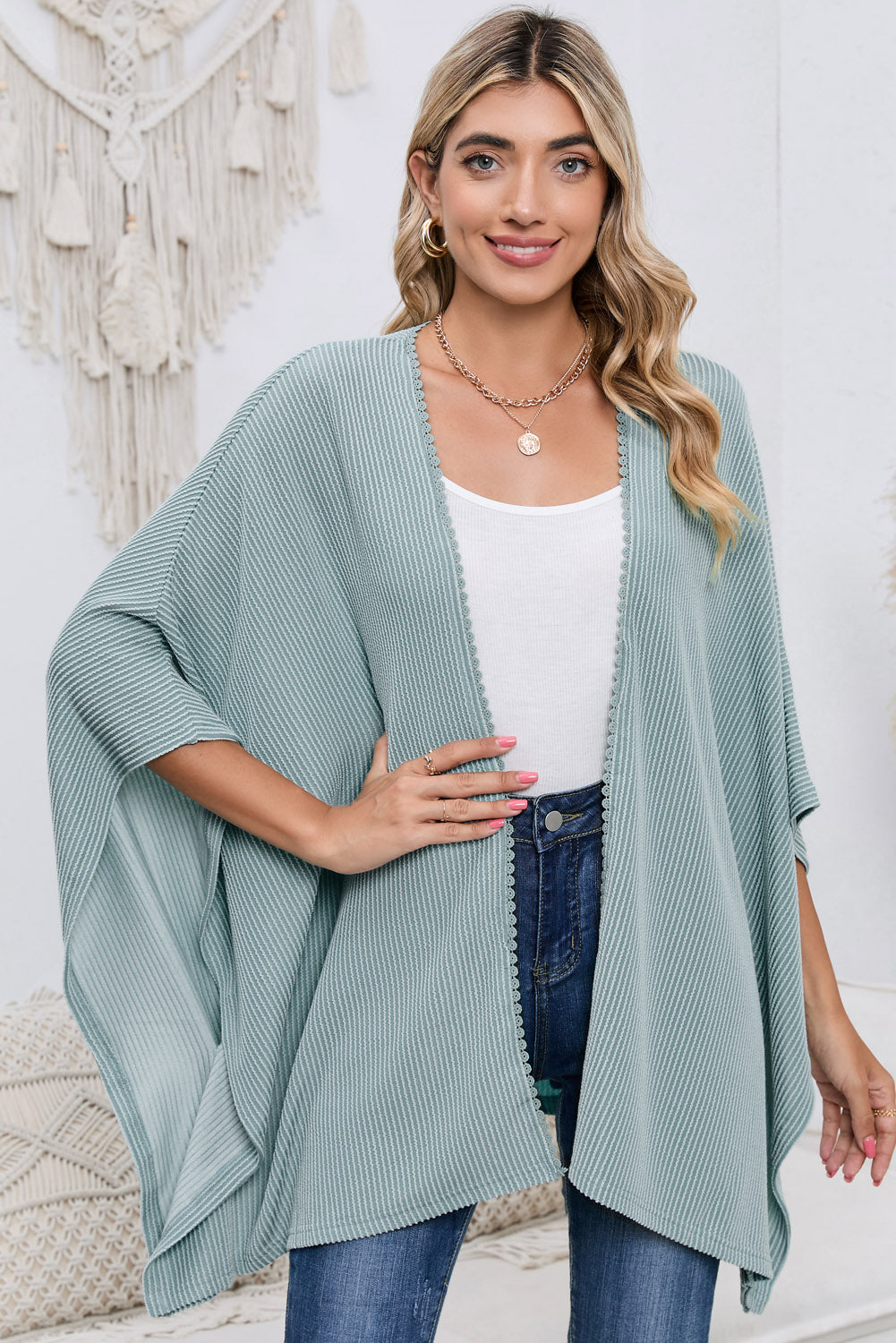 Open Front Dolman Sleeve Cardigan-Angel Casuals