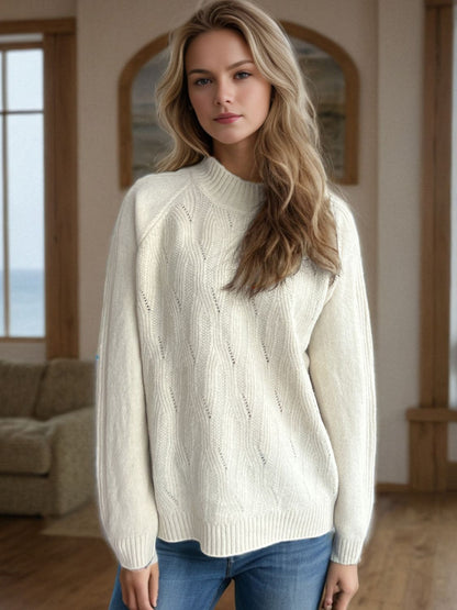 Mock Neck Long Sleeve Sweater-Angel Casuals