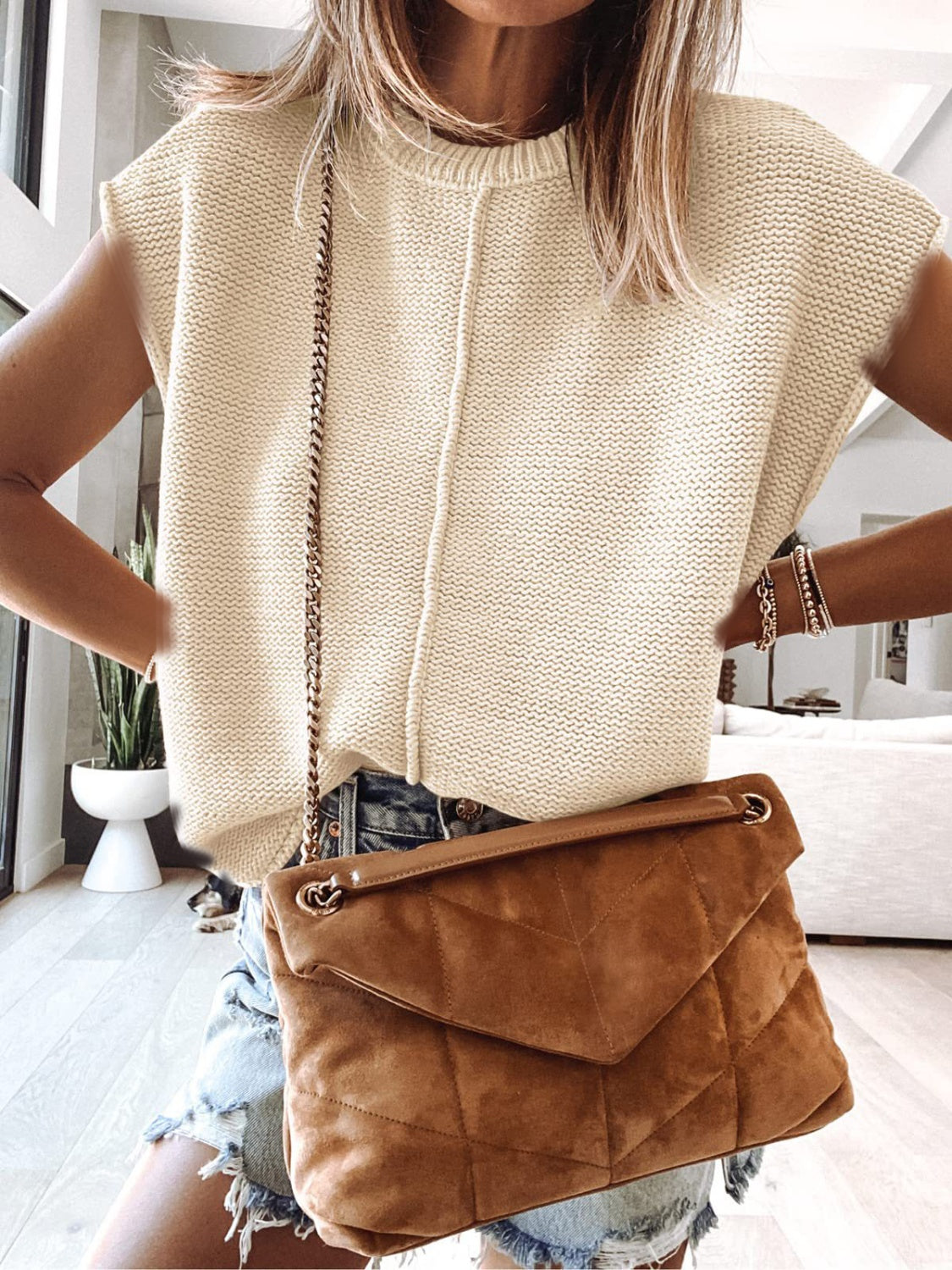 Cap Sleeve Sweater Vest-Angel Casuals