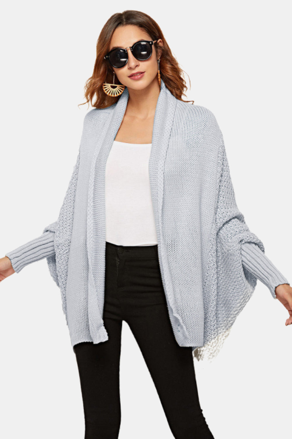 Open Front Dolman Sleeve Longline Cardigan-Angel Casuals