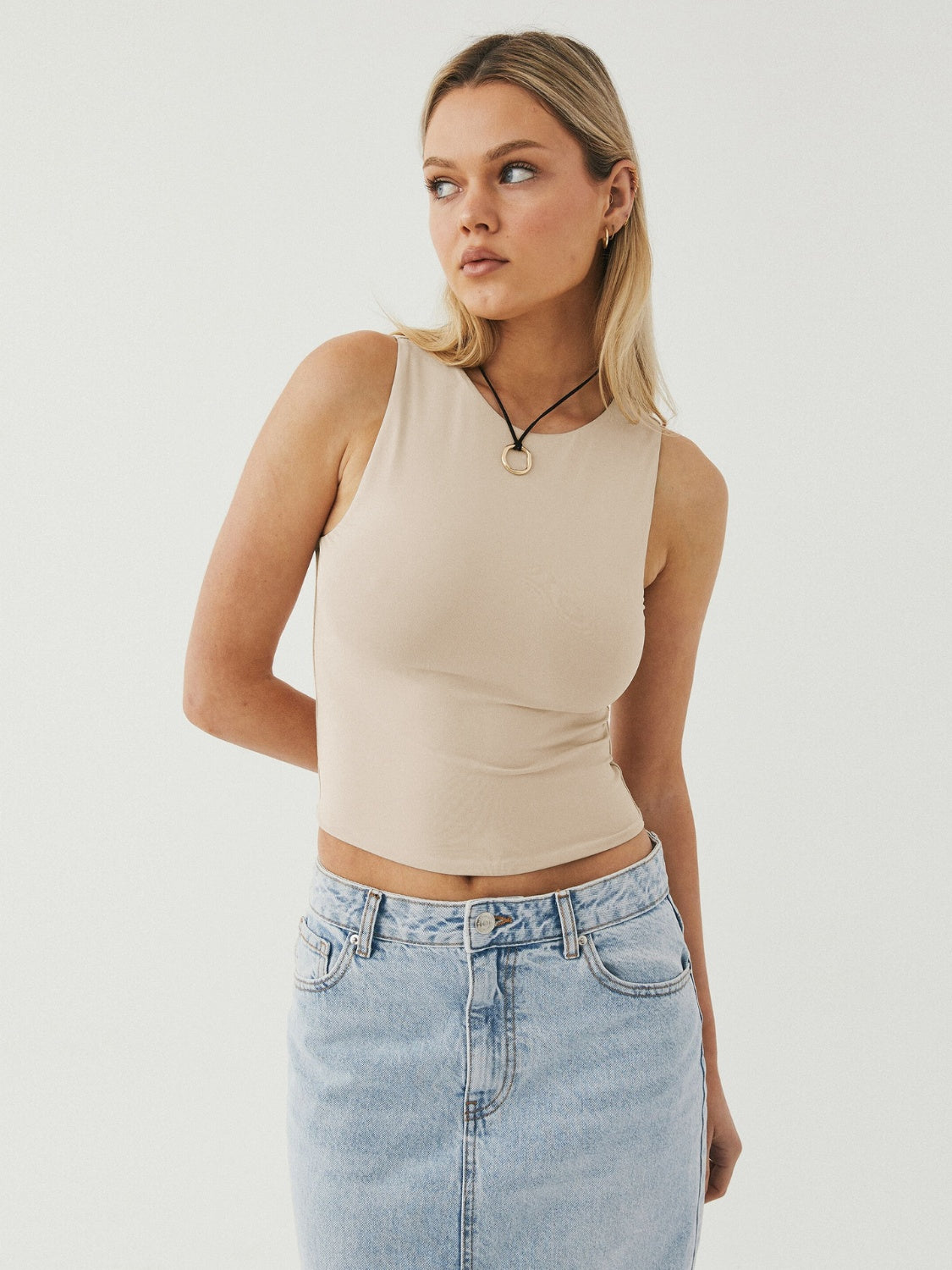 Round Neck Cropped Tank-Angel Casuals