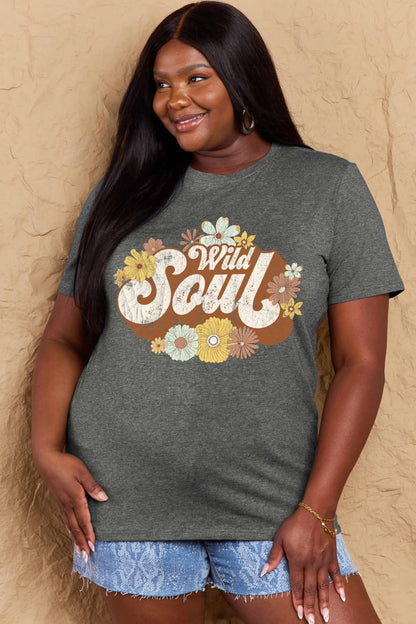 Simply Love Full Size WILD SOUL Graphic Cotton T-Shirt-Angel Casuals