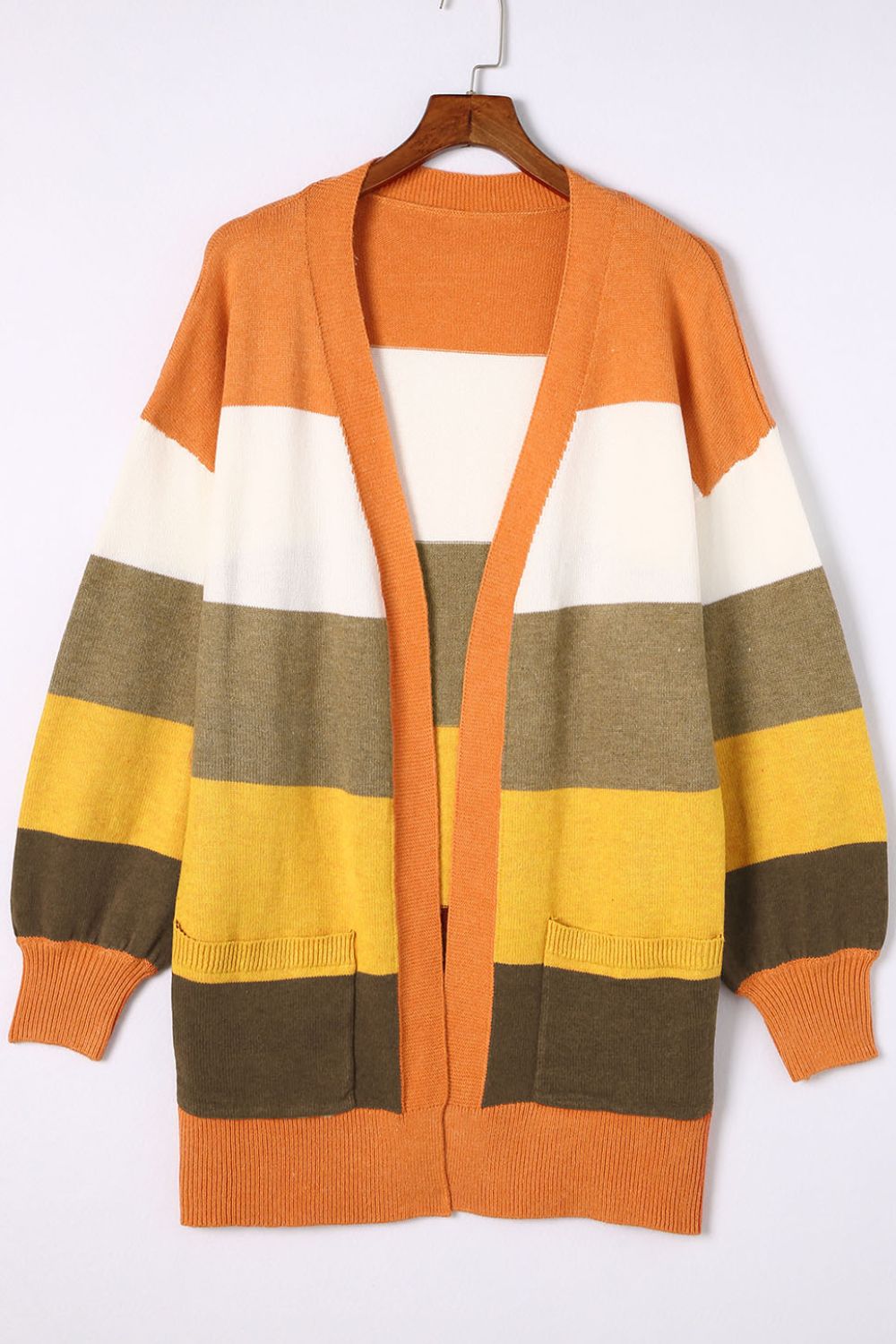 Open Front Color Block Cardigan-Angel Casuals