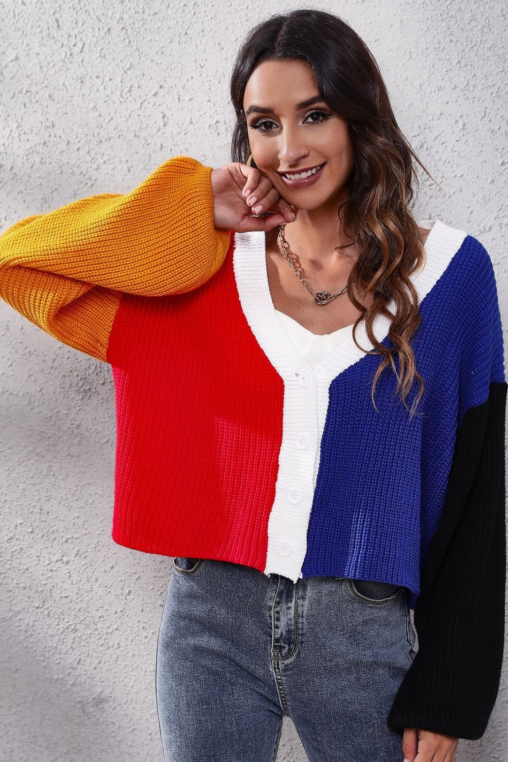 Color Block Ribbed Long Sleeve Cardigan-Angel Casuals