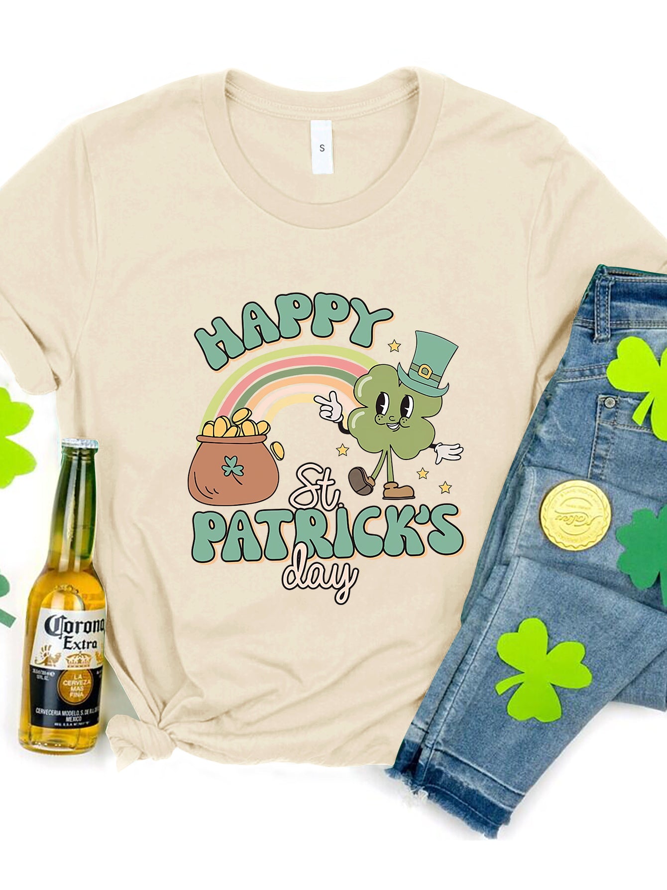 HAPPY ST PATRICK'S DAY Round Neck T-Shirt-Angel Casuals