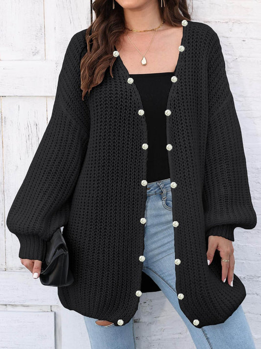 Open Front Long Sleeve Cardigan-Angel Casuals