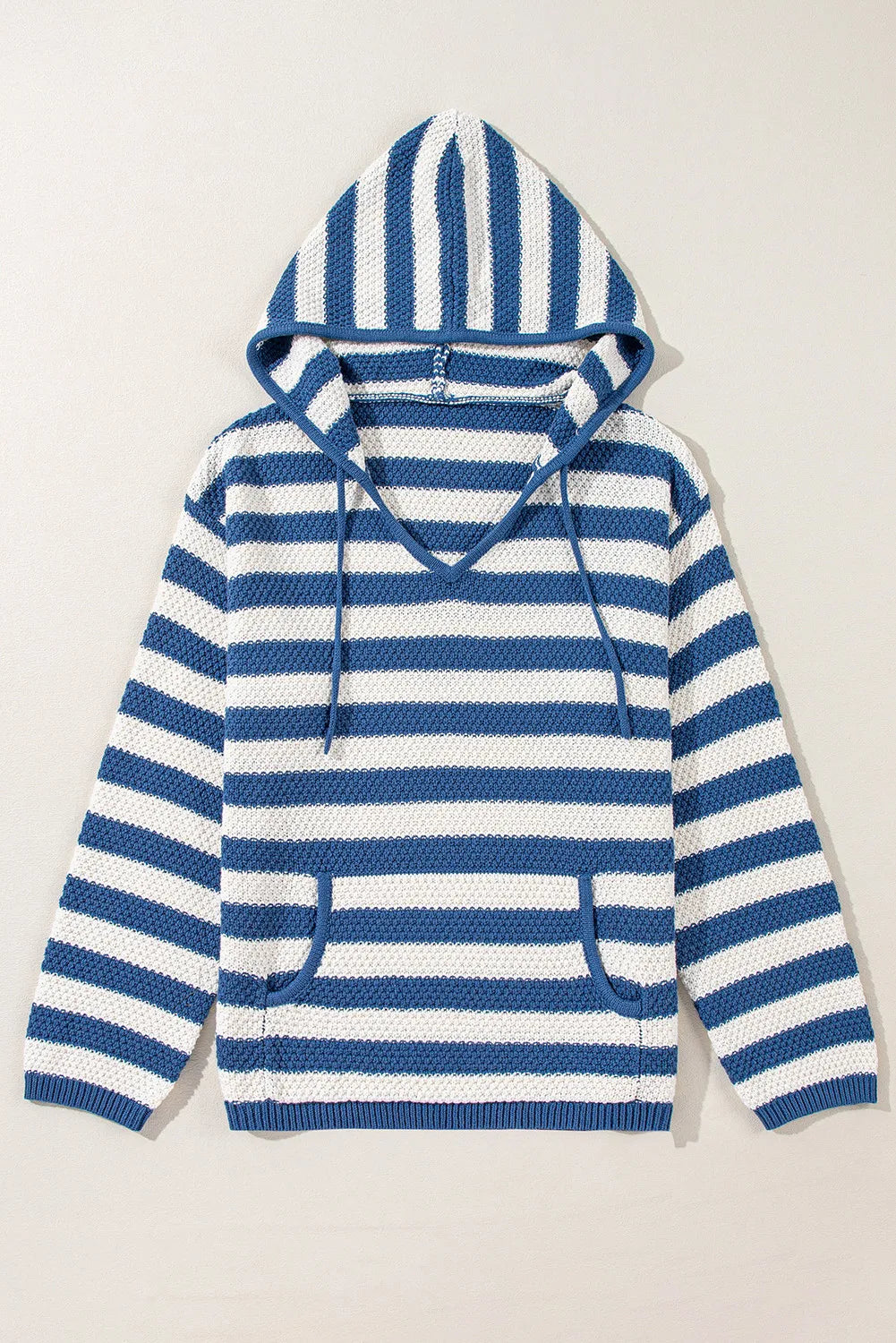 Drawstring Striped Long Sleeve Hooded Sweater-Angel Casuals