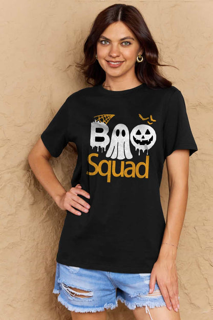 Simply Love Full Size BOO SQUAD Graphic Cotton T-Shirt-Angel Casuals