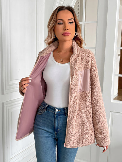 Ivy Lane Zip Up Long Sleeve Fuzzy Jacket-Angel Casuals