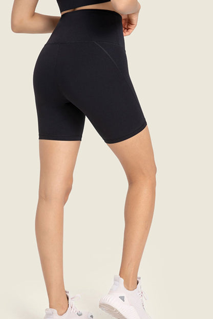 Seamless High-Rise Wide Waistband Biker Shorts-Angel Casuals