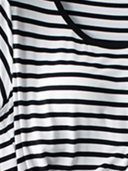 Striped Round Neck Short Sleeve T-Shirt with Bra-Angel Casuals