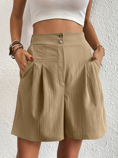 High Waist Shorts with Pockets-Angel Casuals