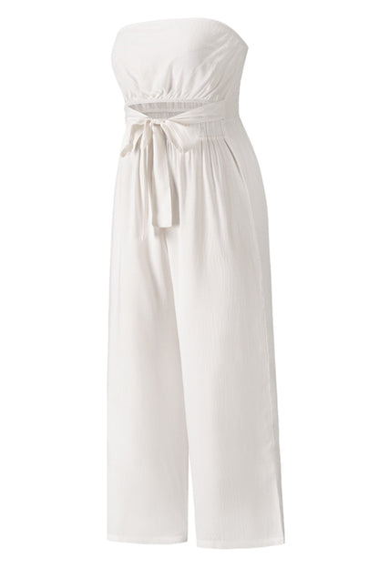 Tied Cutout Tube Wide Leg Jumpsuit-Angel Casuals