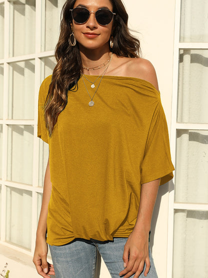 One Shoulder Short Sleeve T-Shirt-Angel Casuals