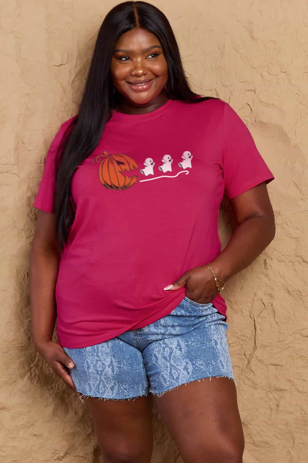 Simply Love Full Size Jack-O'-Lantern Graphic Cotton T-Shirt-Angel Casuals