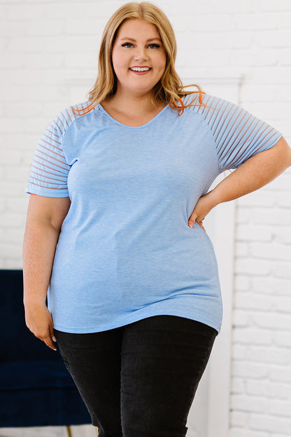 Plus Size V-Neck Raglan Sleeve Tee-Angel Casuals