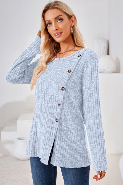 Round Neck Long Sleeve T-Shirt-Angel Casuals