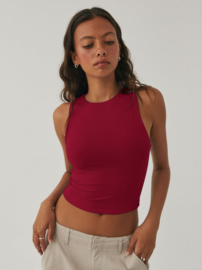 Round Neck Cropped Tank-Angel Casuals