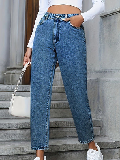 Pocketed Straight Leg Jeans-Angel Casuals