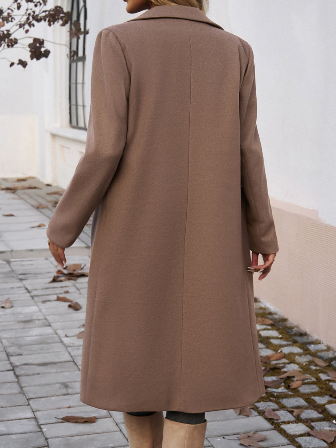 Devine Pocketed Collared Neck Long Sleeve Coat-Angel Casuals