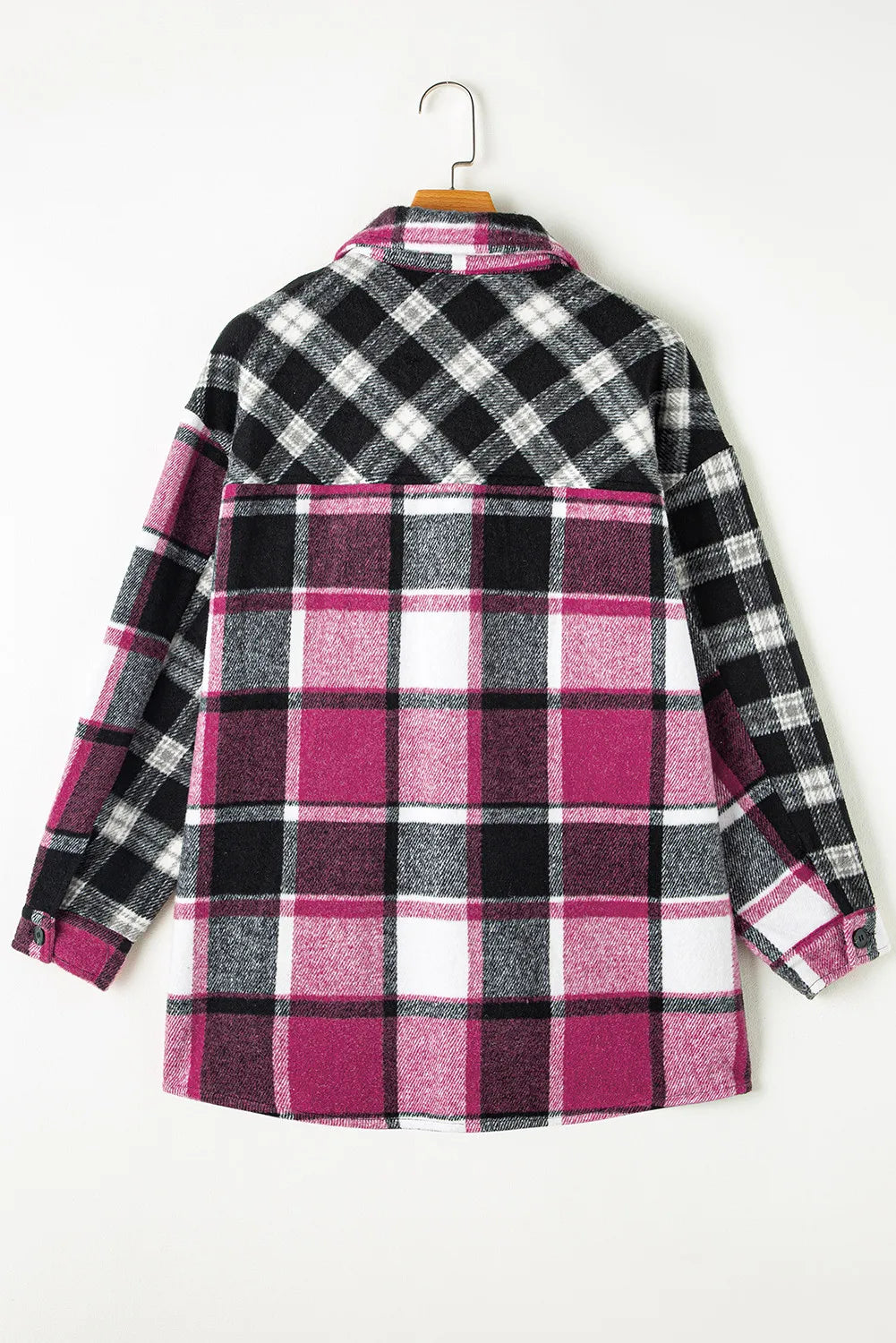 Pocketed Plaid Collared Neck Long Sleeve Shacket-Angel Casuals