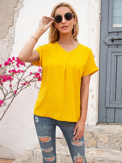 V-Neck Short Sleeve T-Shirt-Angel Casuals