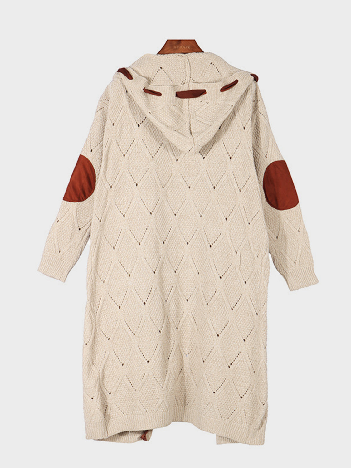 Openwork Long Sleeve Open Front Hooded Cardigan-Angel Casuals