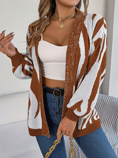 Open Front Animal Print Cardigan-Angel Casuals