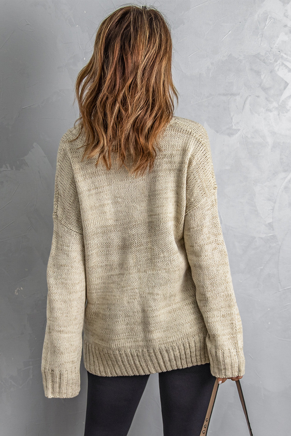 V-Neck Dropped Shoulder Sweater-Angel Casuals