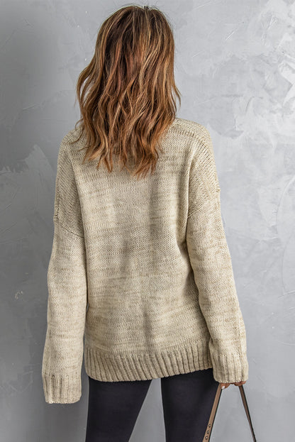 V-Neck Dropped Shoulder Sweater-Angel Casuals