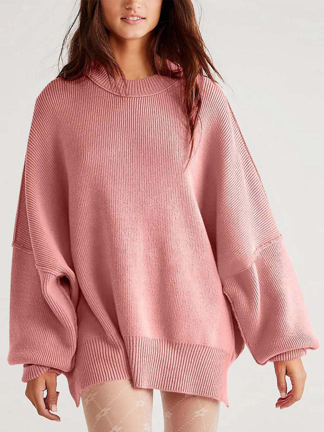 Round Neck Long Sleeve Sweater-Angel Casuals