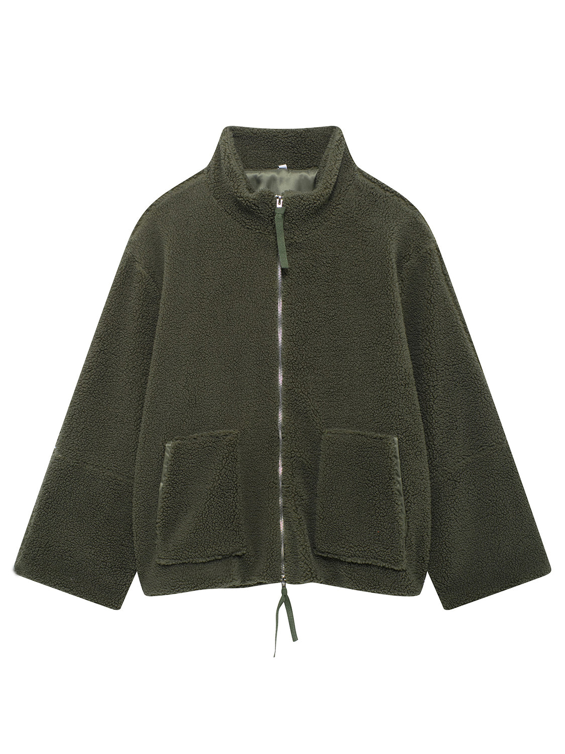 Turtleneck Zip Up Long Sleeve Plush Jacket-Angel Casuals