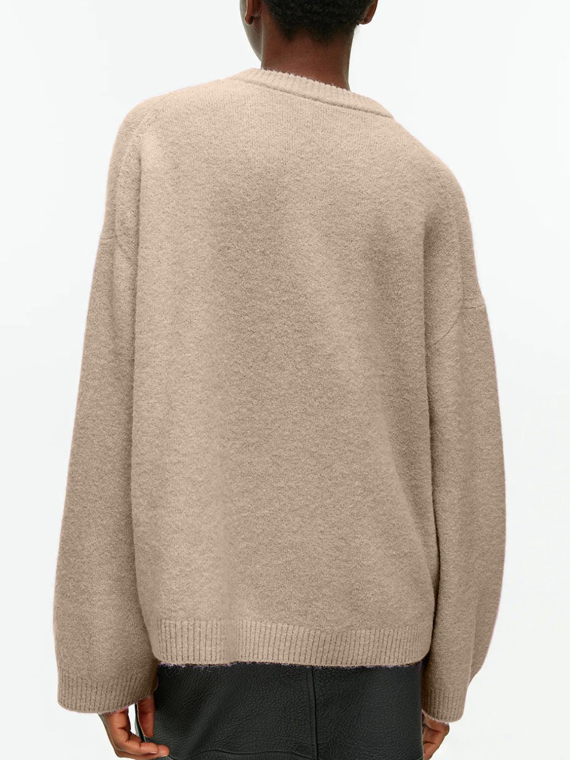 Round Neck Drop Shoulder Sweater-Angel Casuals