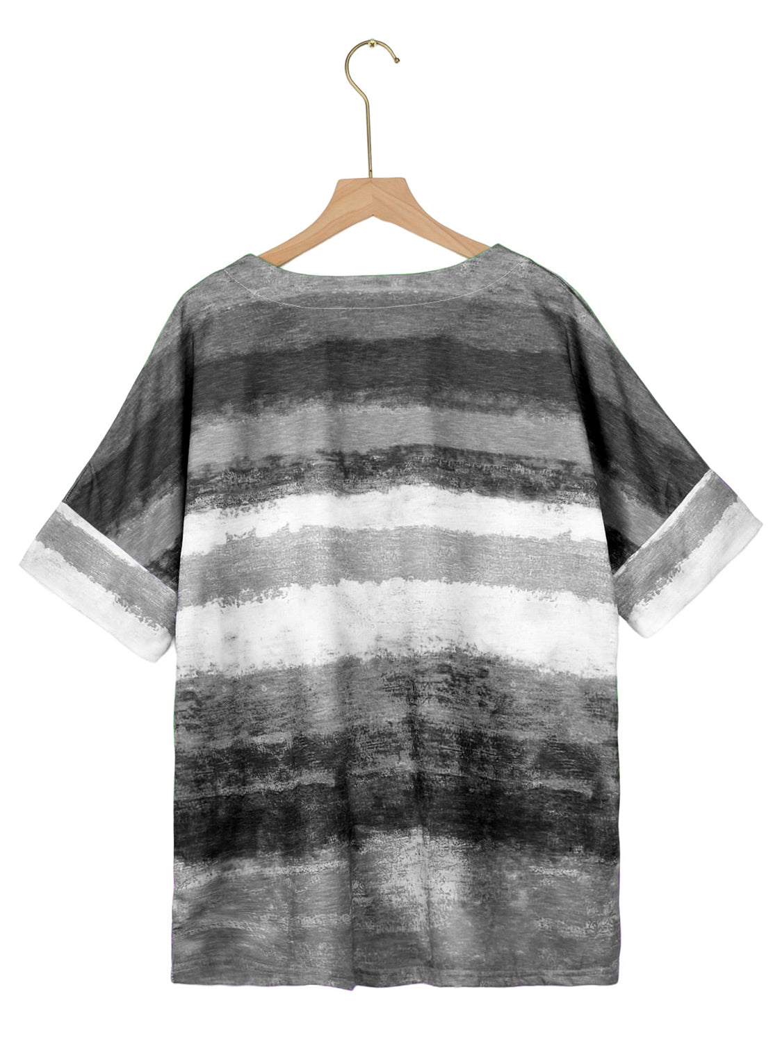 Full Size Color Block Round Neck Half Sleeve T-Shirt-Angel Casuals