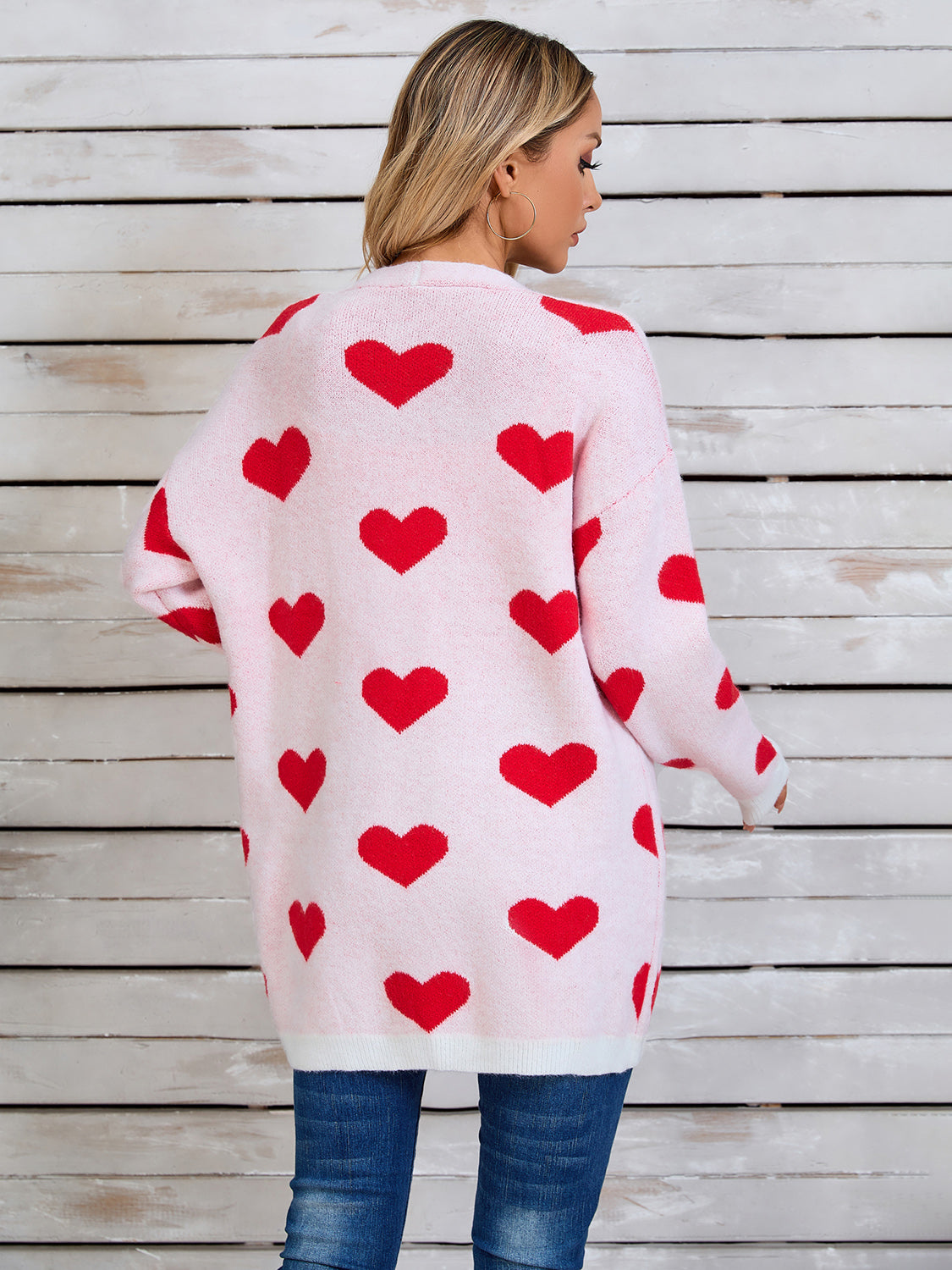 Angel Wings Heart Open Front Long Sleeve Cardigan-Angel Casuals