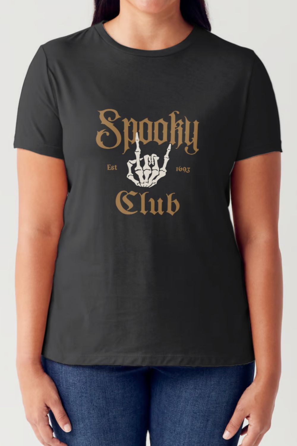 Simply Love Full Size SPOOKY CLUB Short Sleeve Tubular T-Shirt-Angel Casuals