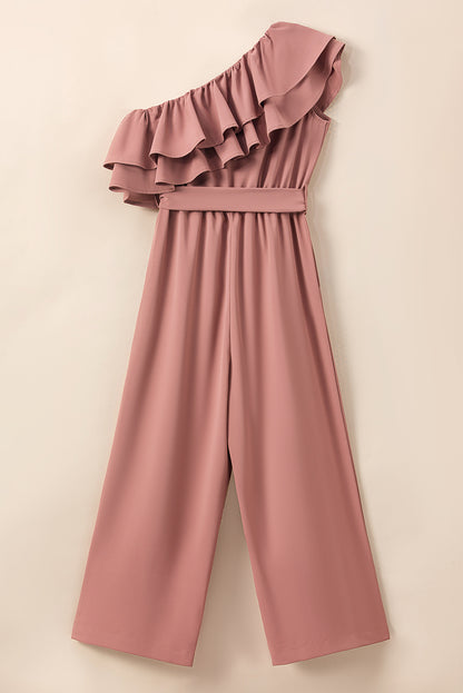 Ruffled Tied One-Shoulder Jumpsuit-Angel Casuals