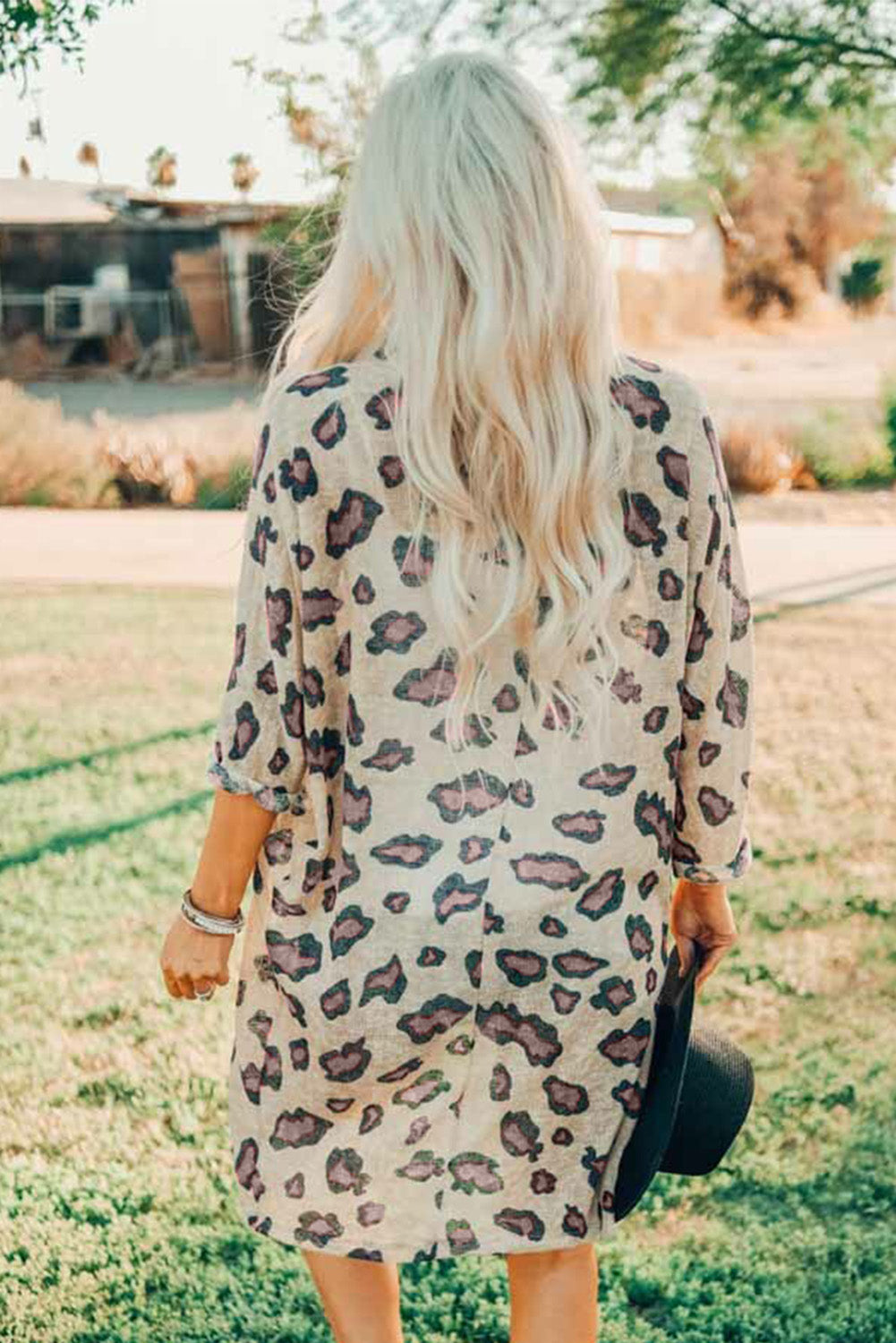 Printed Open Front Half Sleeve Cardigan-Angel Casuals