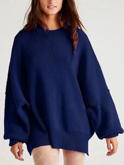 Round Neck Long Sleeve Sweater-Angel Casuals